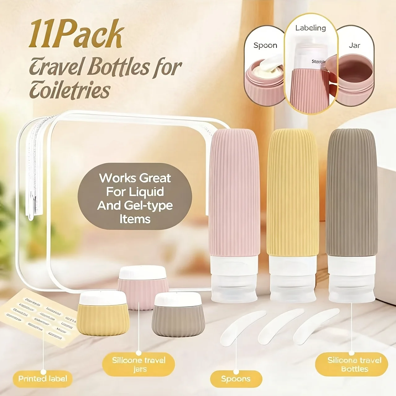 Travel Essentials: TSA-Approved 11-Piece Toiletry Bottle Set