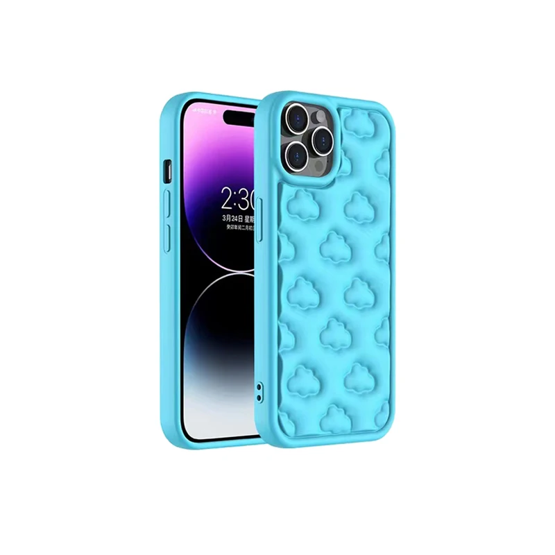 thumbnail image 1 of Bonita funda de silicona suave con nubes en 3D para iPhone, 15 Pro Max, 11, 12, 13, 14 Pro Max, XS, XR, X, 7, 8 Plus, cubierta protectora a prueba de golpes, 1 of 5