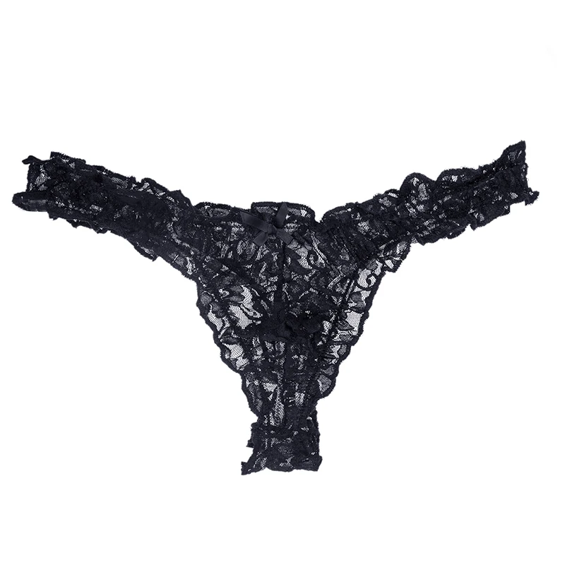 Mens Lace G-string And Thong Sexy Underwear See Through Tanga Bikini String Transparent Male Underpants T-back Panties
