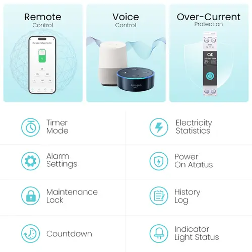 Tuya WiFi Circuit Breaker Smart 1P+N 63A  MCB Timer Power Energy kWh Voltage Current Meter Protector Voice Remote Control Switch - Image 5