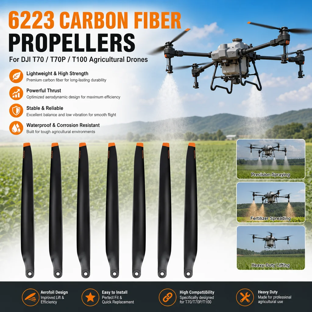 6223 Kohlefaser-Propeller, robuste Hubblätter für DJI T70/T70P/T100 landwirtschaftliche Drohnen