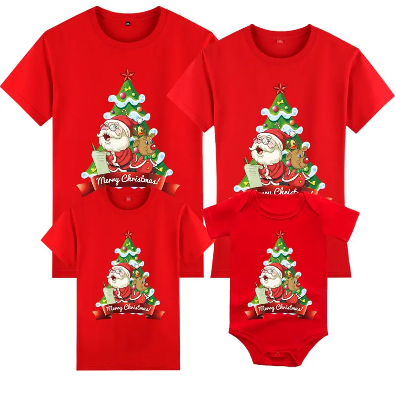 Ropa navideña a juego para toda la familia, divertida camiseta con estampado de letras para adultos y niños, mameluco para bebé, ropa para madre, padre, hija e hijo