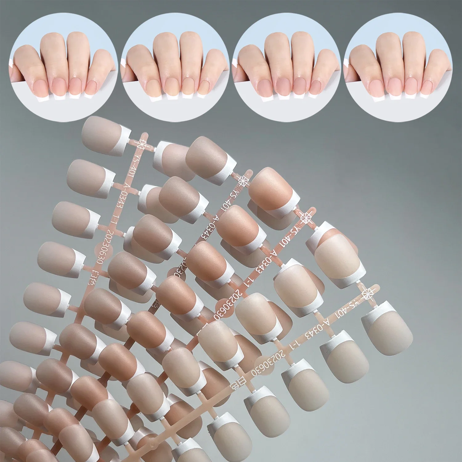 120Pcs Punte Per Unghie In Gel Con Punta Francese Extra Corte Prefabbricate Nude Pink Full Cover Xxs Coffin Press On Nails Base Primer Pre-Applicato