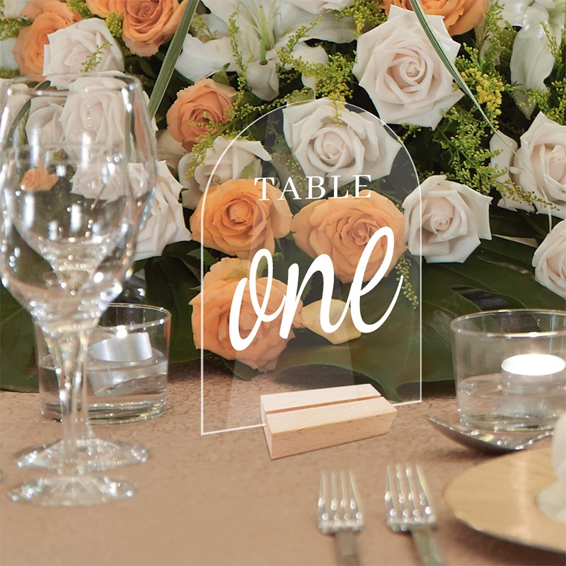 Acrylic Table Sign Holder With Wooden Base place card holders place cards acrylic sign holders For Wedding Table Sign Number Place Card Display Stand Restaurant Hotel