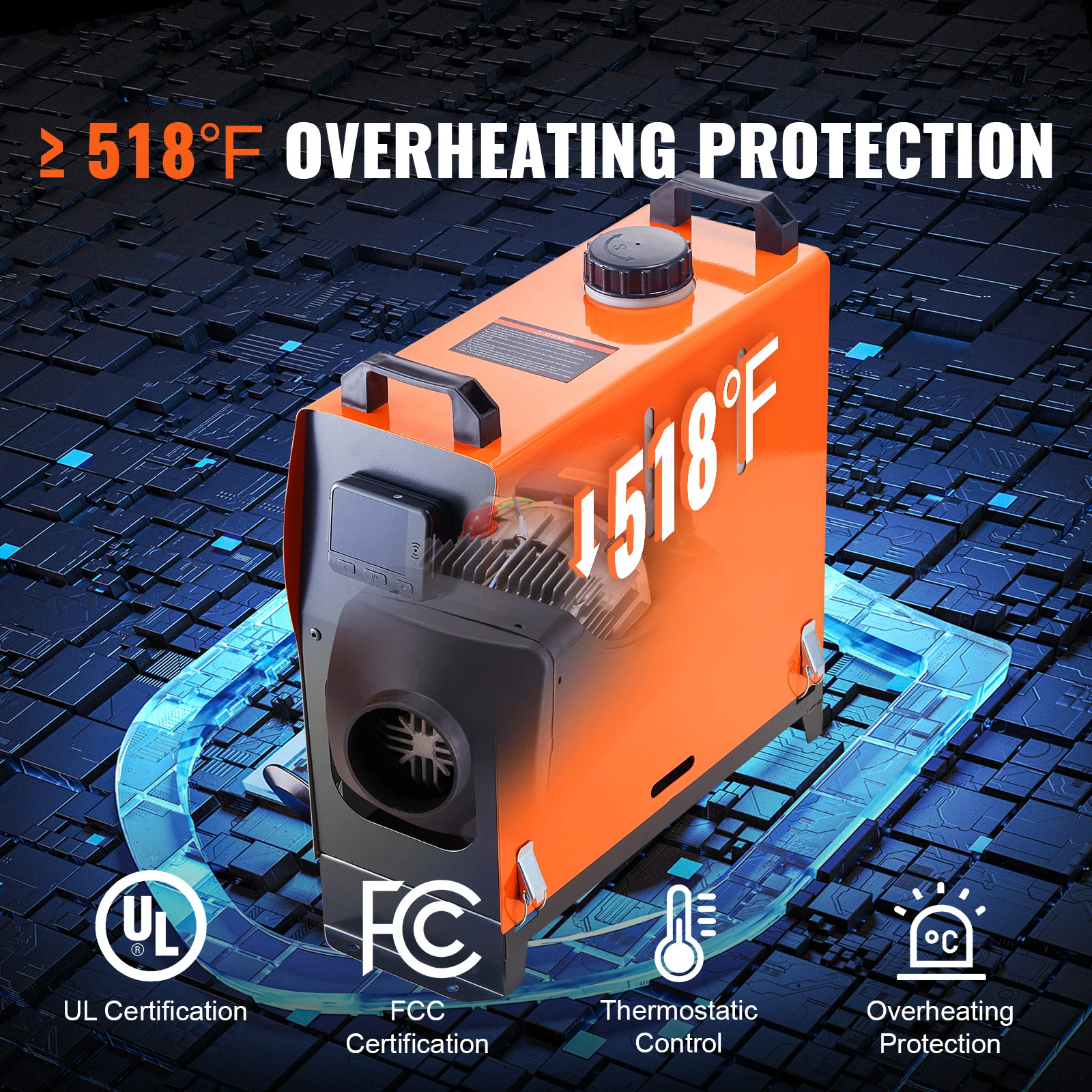 SucceBuy 5/8KW Car Heater Diesel Air Heater 12V Diesel Heater With LCD Switch Silencer Parking Diesel Heater for Car Truck Boat