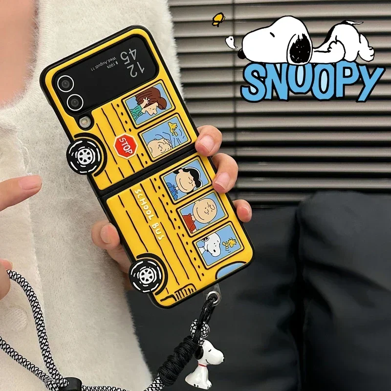 Custodia Per Telefono 3D Cute Cartoon Peanuts Snoopy Charlie Brown Per Samsung Galaxy Z Flip 5 Cover Posteriore In Silicone Morbido Per Z Flip 3 4