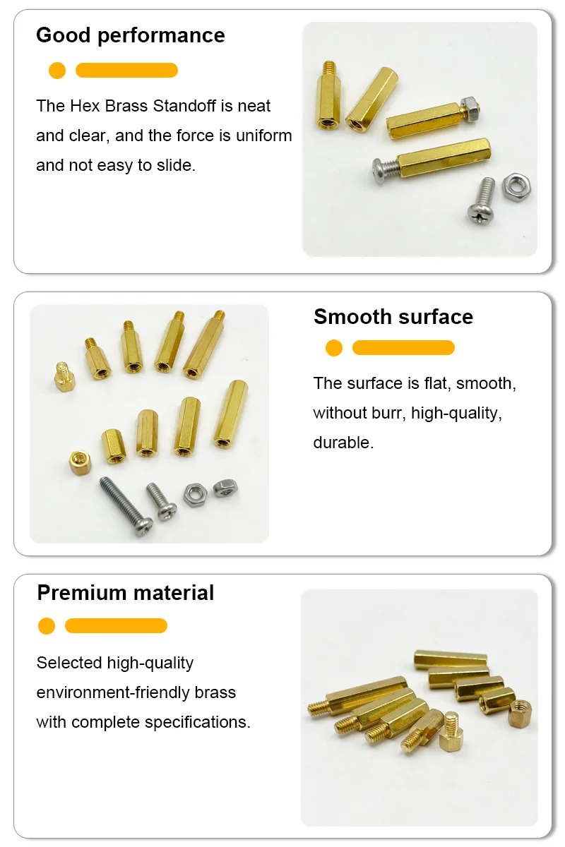 Description Picture 2 of itemMale Female Hex Brass Knurled Round Standoff Spacer Hexagon Pcb Standoff Pillar Motherboard Standoff Screws Nuts M2 M2.5 M3 M4