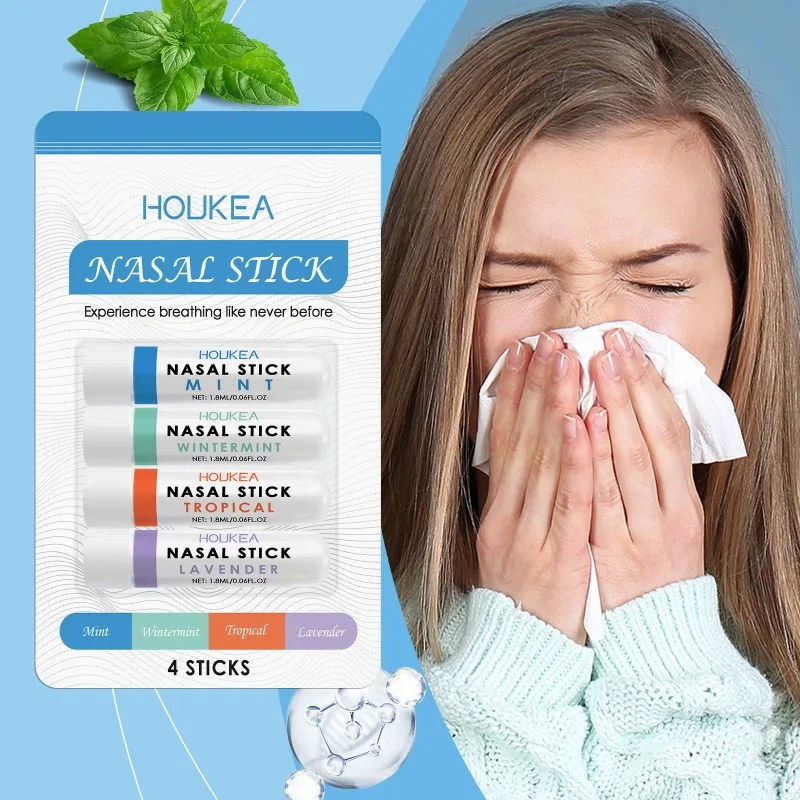 4 Sticks Nasal Stick Set Wake Up Stick Brain Refreshing Tool Nasal Tubes Inhaler Office Worker Student Avoid Sleepiness Device