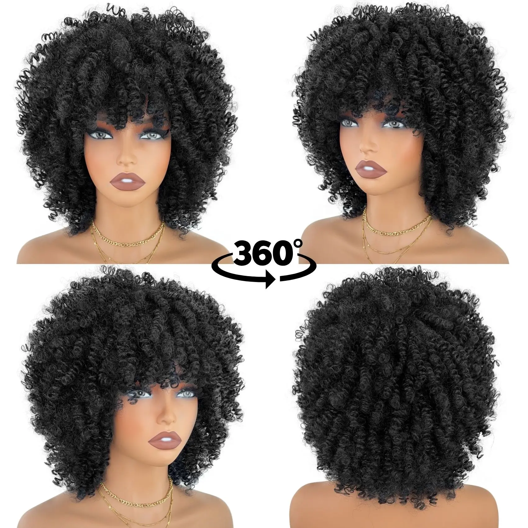 Women's African Curl Wig, African Wig, Heat-Resistant Fiber Wig, Suitable for Parties and Daily Wear 6