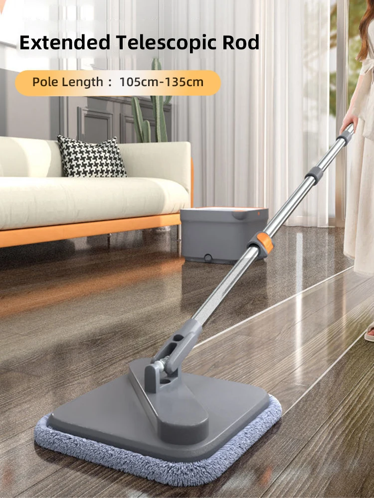 Spin Mop with Bucket Hand Free Squeeze Mop Automatic Separation Flat Mops  Floor Clean with Washable Microfiber Pads Bucket Set - AliExpress