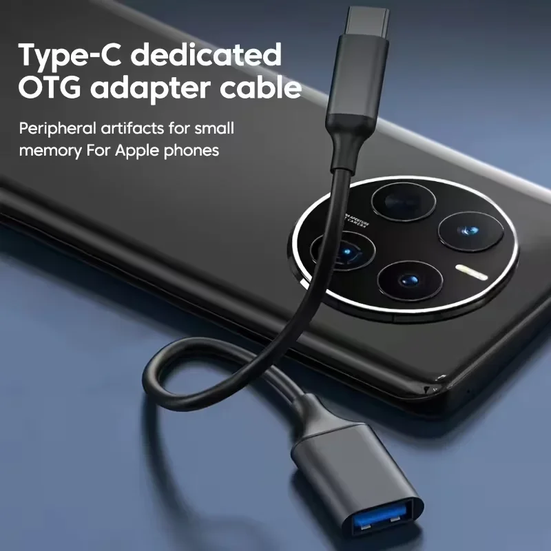 USB-C Male to USB Female OTG Adapter with Aluminum Alloy Housing and USB 3.0 Extension Cable
