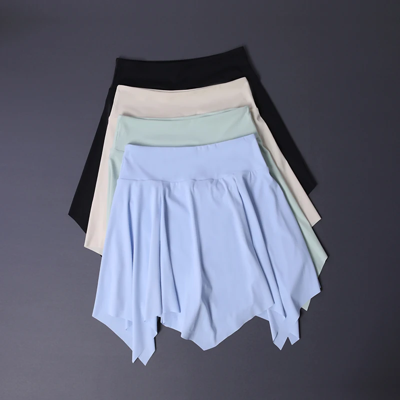 Women's Mint Green Asymmetrical Sport Skirt - Quick-Dry