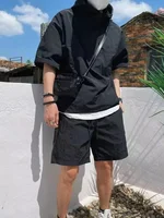 Summer Cargo Hooded Tracksuit Short Sleeve T-shirt Zipped and Shorts Outfits Quick Drying Solid Casual Outdoor Sport Clothes Set - Image 5