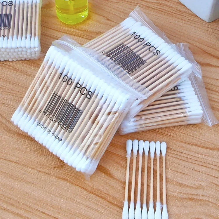 

500pcs Disposable Cotton Buds Cotton Swabs Medical Ear Cleaning Wood Sticks Hygienic Double-headed Makeup Sticks