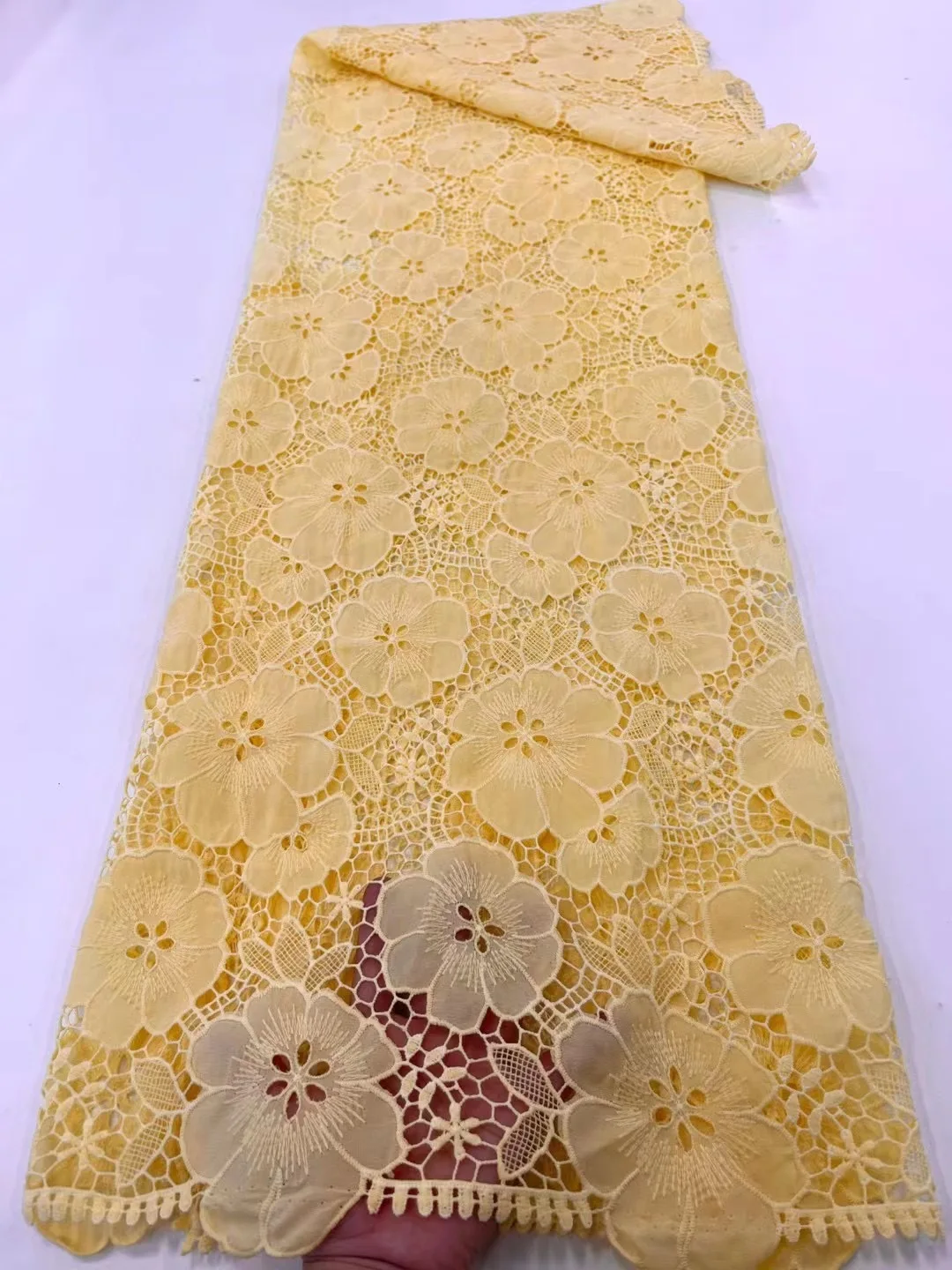 

African Lace Fabric High Quality 2022 Swiss Punch Mesh Fabric French Milk Silk Guipure Cord Lace Fabric For Bride Daily Dress