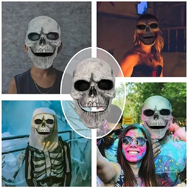 Halloween Mask Party Masks Horror Mask Movable Jaw Full Head Skull Mask for Party Decor