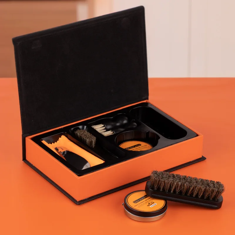 9 Pieces Horse Hair Brush Shoe Shine Set Leather Goods Care Oil Polishing Dust Removal Shoe Polish Brush Maintenance Oil