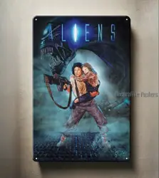 Vintage Aliens Tin Metal Poster Sign - 20x30cm Aluminum Plate Decor - Aluminum 14x20cm (Aluminum sign)