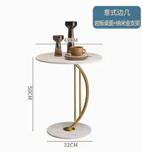 طاولة قهوة أنيقة وعصرية بتصميم رخامي وذهبي - قطعة...