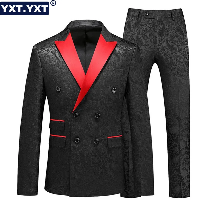 Luxury Male Suit 2023 New in Elegant Male Brand Jacquard Suit Jacket Pants 2 Pieces Set Formal Party Business Wedding Male Suits luxury male suit 2023 new in elegant male brand jacquard suit jacket pants 2 pieces set formal party business wedding male suits