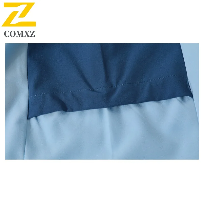 COMXZ 2025 Color Block Hoodie Windproof Coat Men High Quality Spring Autumn Outdoor Training Casual Loose Breathable Windbreaker