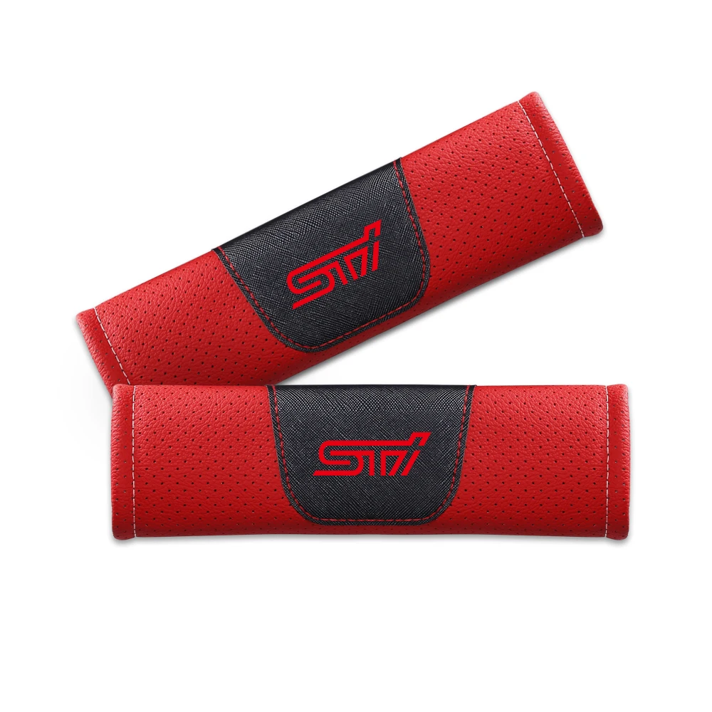 1piece Leather Car Seat Belt Shoulder Pad For Subaru STI OUTBACK WRV BRZ XV Impreza Forester Legacy Ascent safety belt shoulder guard