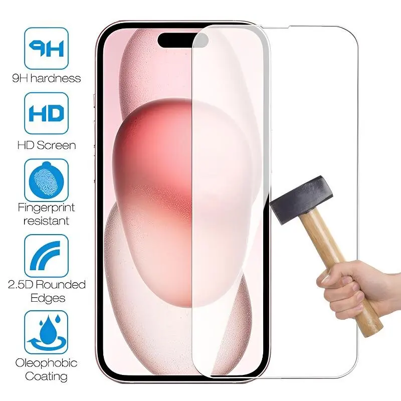 2X Vetro Temperato Full Cover Per IPhone 13 / 13 Pro / 13 Pro Max / 13 Mini, Trasparente 9H