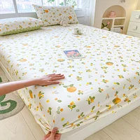 100% Cotton Elastic Bed Sheets Sets Double Bed Flower Pring Fitted Sheet +2pc Pillowcases Single Queen King Size Bed Cover B99G 5