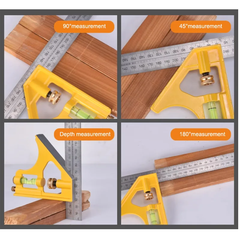 Stanley 전문 콤비네이션 스퀘어 결합 스틸 내구성 스퀘어 앵글 눈금자, 스피릿 레벨 버블 포함, 낙하 방지, 12 인치, 300mm