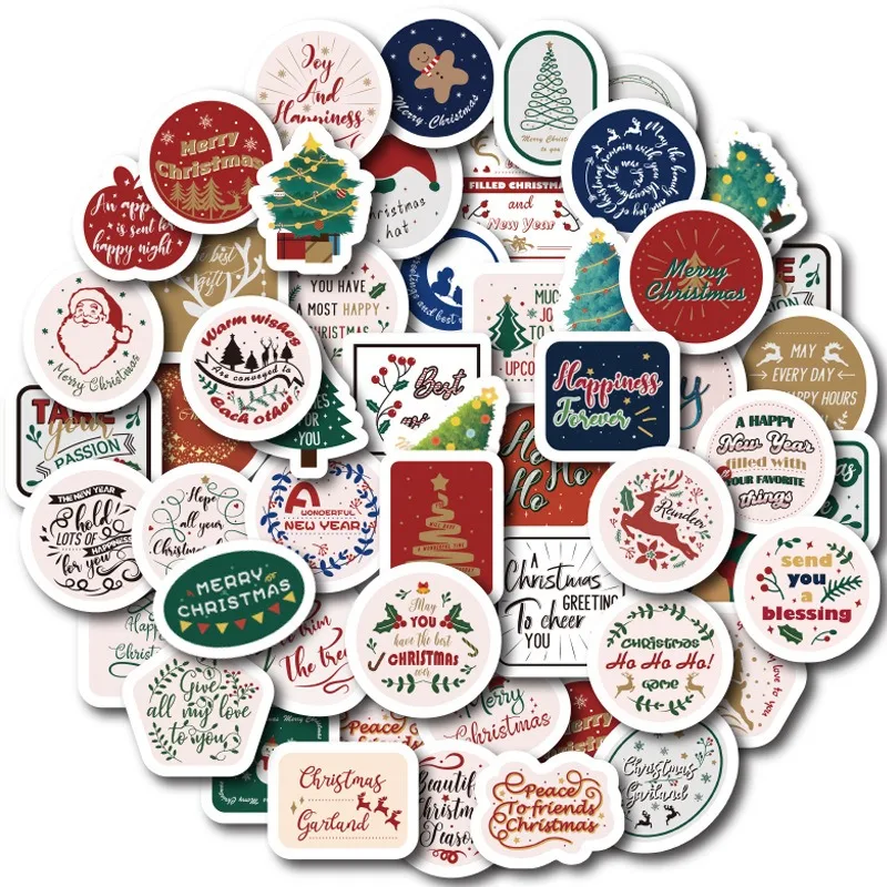 50pcs Sticker Christmas Decals Cartoon Cute Exquisit Objects Student DIY Laptops Scrapbooks Stationery Decoration Stickers