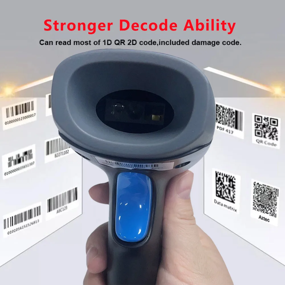 2D QR Reader Scanner 1D/2D Handheld Barcode Scanner Bar Reader Portable QR USB 2.4G Wireless PDF417 Data Matrix Code
