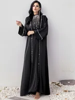 Abaya – ensemble musulmans de luxe pour femmes, 2 pièces, robe de soirée en diamants, Kimono Jalabiya, robe de mariée, Kaftan Kebaya Ramadan 3