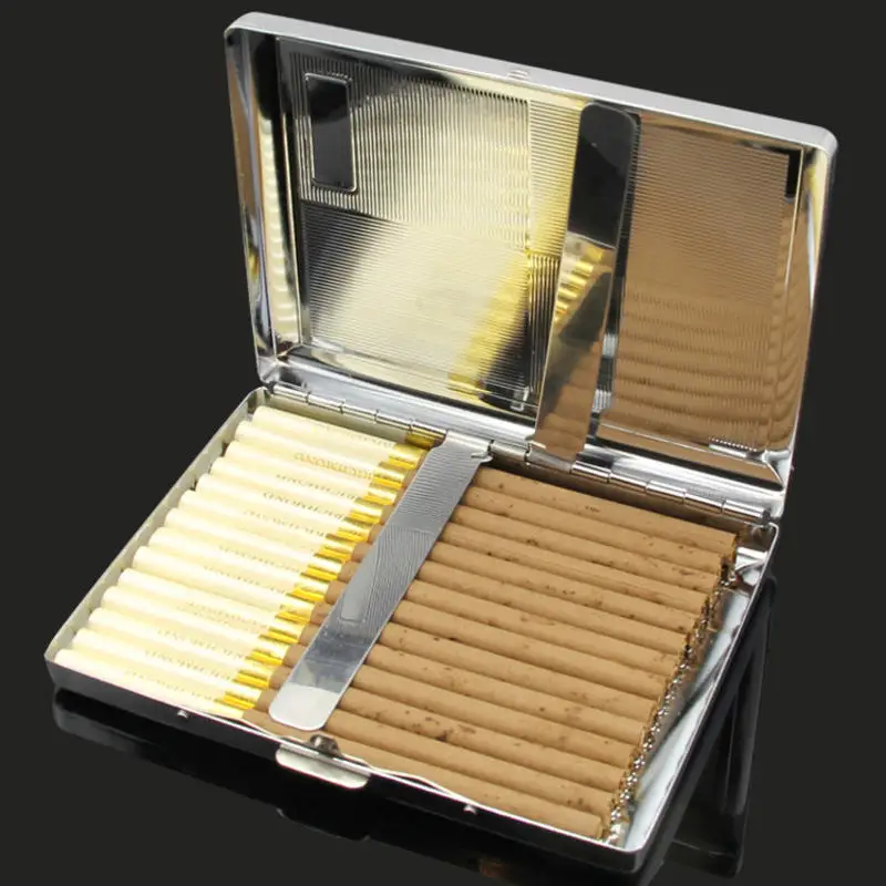High Capacity Metal Hard Cigarette Case for 100's SizeWomen's Hand Rolled Cigarette Shell Cigarillo Box