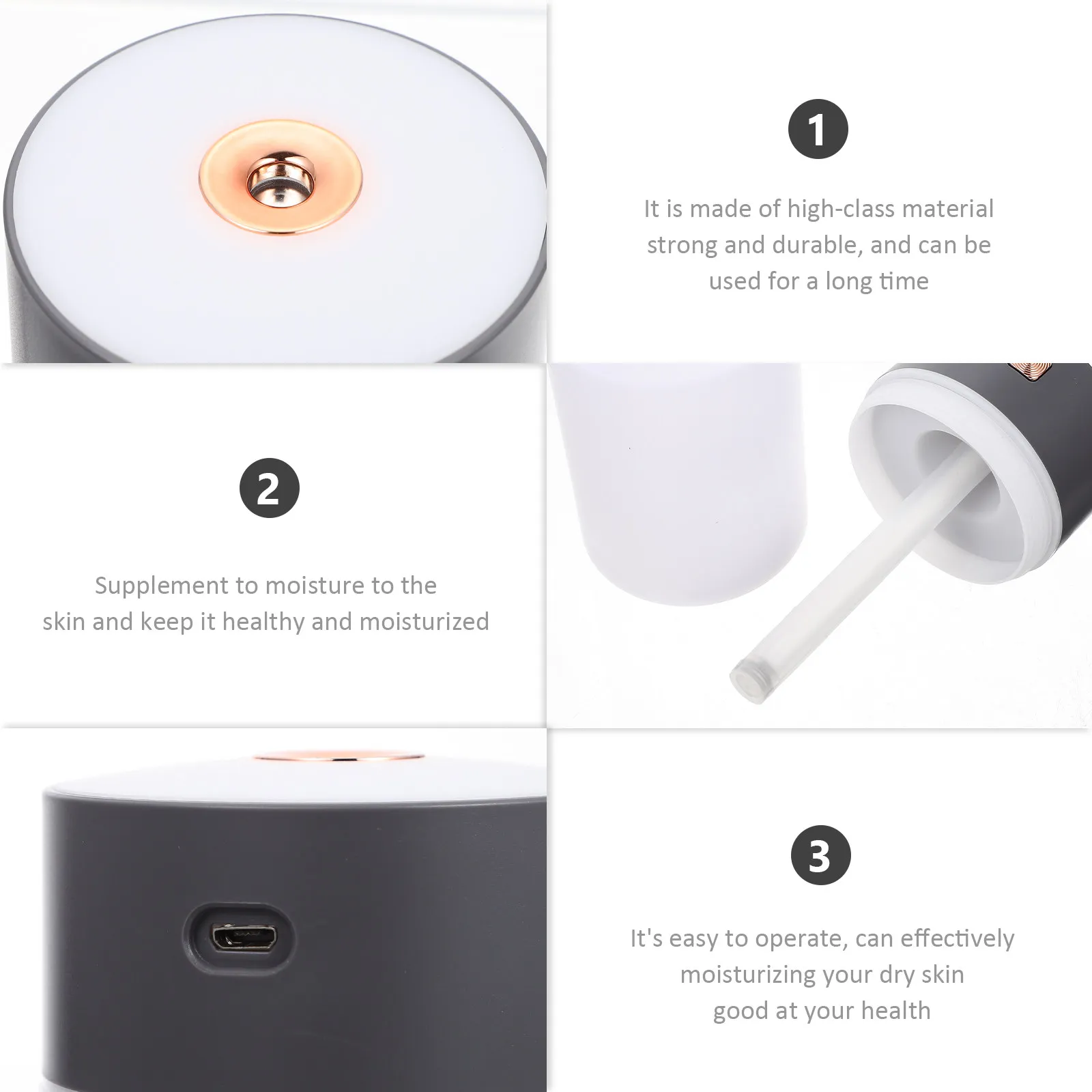 1세트 USB 가습기 아로마 디퓨저 휴대용 미스트 메이커 (방, 자동차, 데스크탑 장) 공기청정기, 아로마테라피로 휴식과 수면에 도움
