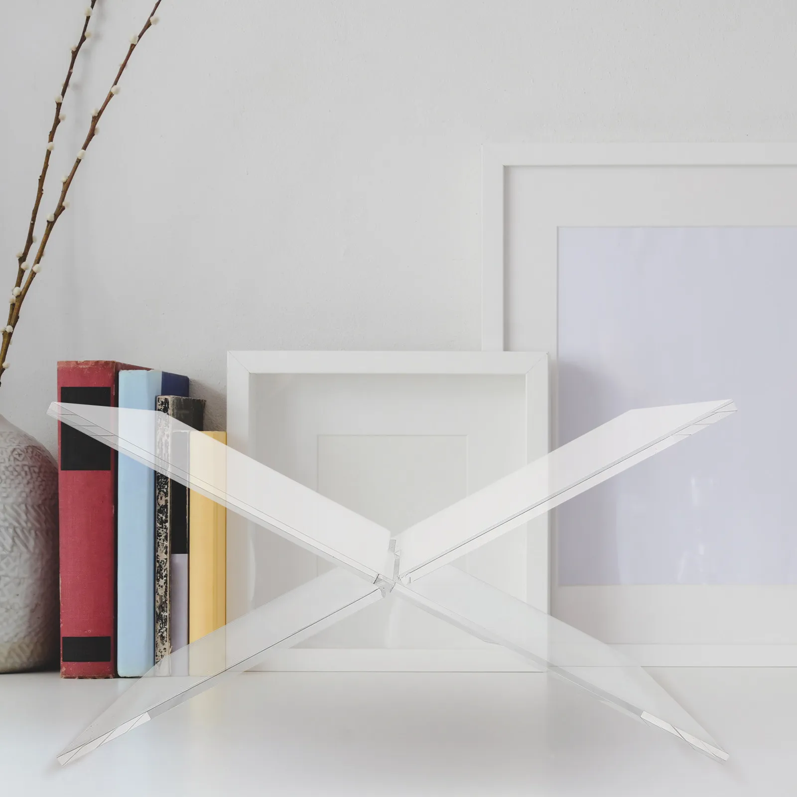 전문 독서 책꽂이 투명 아크릴 데스크탑 책꽂이 창의적인 컴팩트 디스플레이 스탠드 다용도 다기능