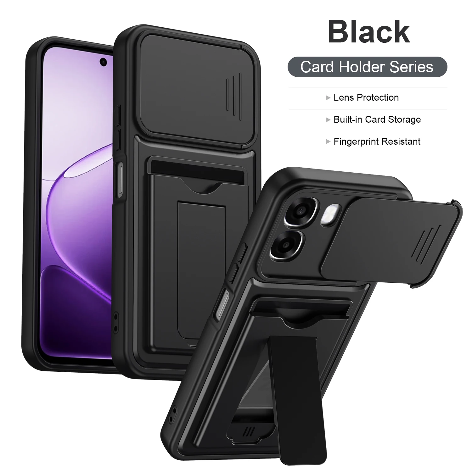 Stylish Matte Wallet Case with Card Slot and Silicone Cover