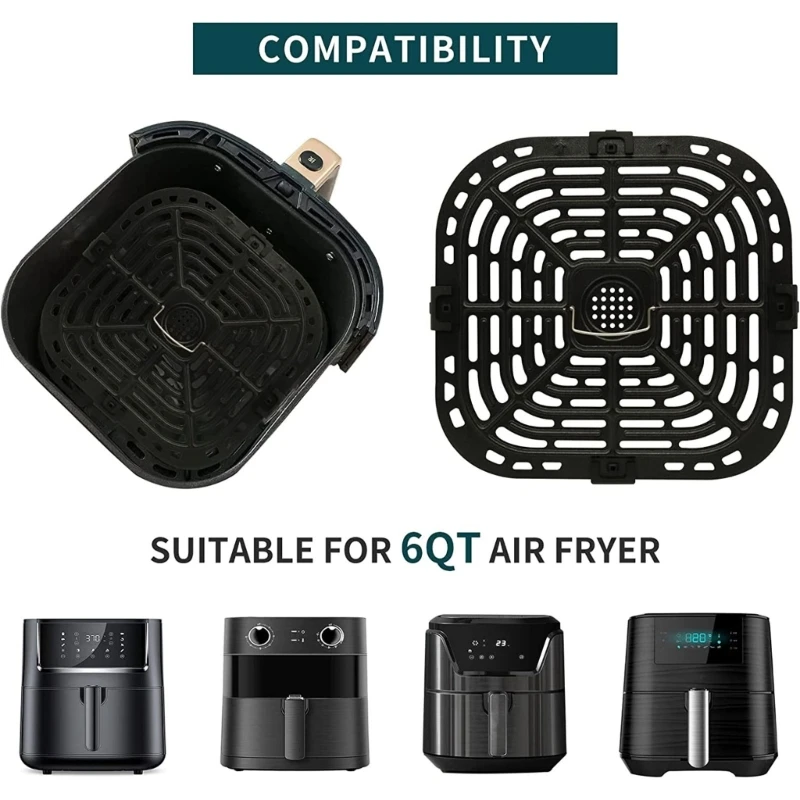 2 PCS Air Fryer Replacement Tray Air Fryer Accessories Part Grill Pan Crisper Plate for Instants Vortex 6QT Fryers