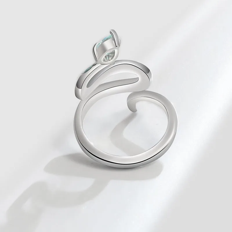 Silver Color Blue Zircon Snake Rings for Women Men 2024 New Trend Creative Ring Statement Party Jewelry Gifts Wholesale