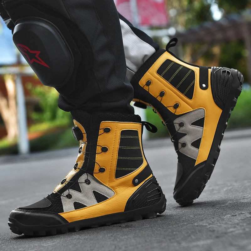 Motorcycle Shoes Highway Riding Motorcycle Shoes High Top Anti Slip Riding Shoes Women Motor Can Protective Boots Rotating Buckle Bicycle