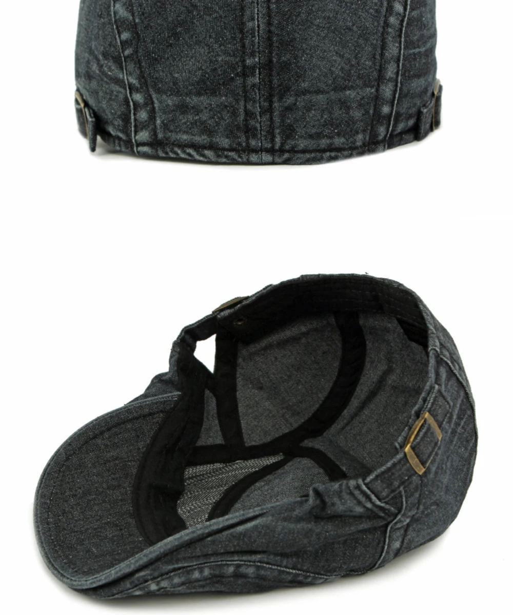 HT4944 Herren Berets Frauen Vintage Künstler Maler Baskenmütze Hut Männlich Weiblich Ivy Flache Kappe Frühling Herbst Denim Hut Einstellbare Baskenmütze Kappe – Detail 15
