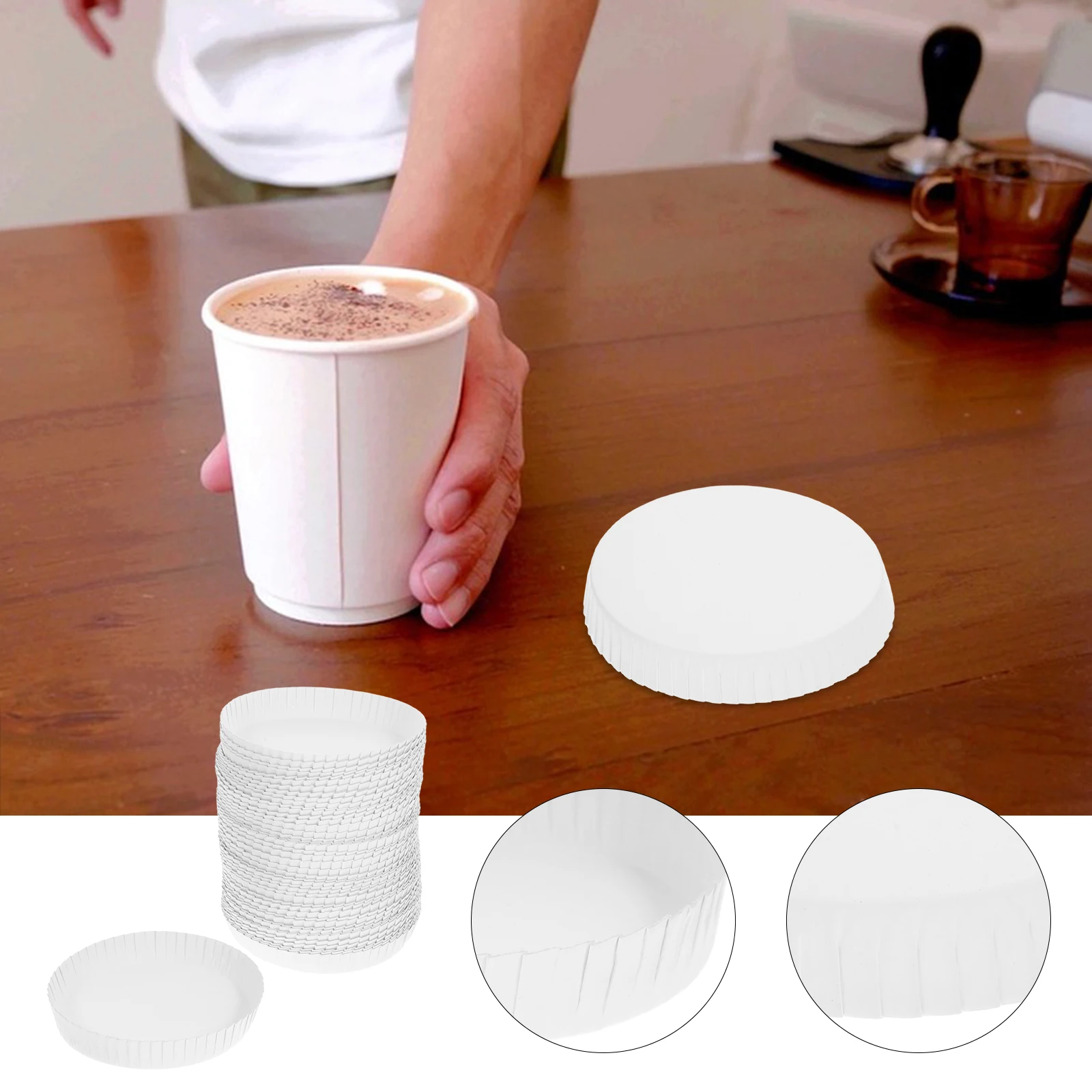 100Pcs Disposable Paper Cup Covers Hot Cup Lids Drinking Lids Beverage Caps Paper Mug Cover Coffee Lid Tops Juice Covers