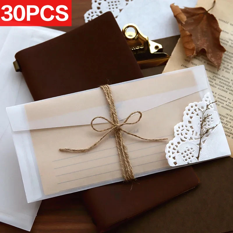 30Pcs/Pack  High-Quality Sulfuric Paper Envelopes Translucent  Letter Envelope for Wedding Invitation Cards