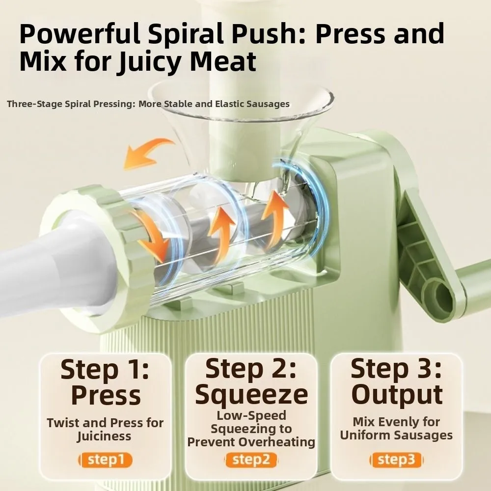 With 4 Tubing Units Manual Sausage Stuffer Homemade Large Capacity Sausage Maker Efficient Plastic Meat Grinder Filling Maker