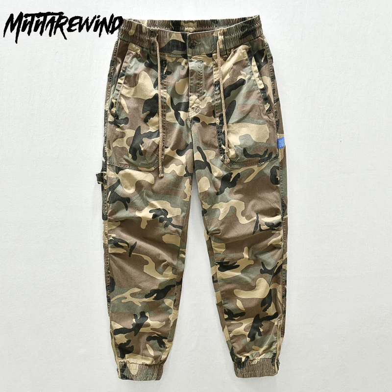 

Spring Autumn New Men's Pants Outdoor Causal Loose Camouflage Pants Drawstring Elastic Waist Ankle-length Trousers Fashion Pants