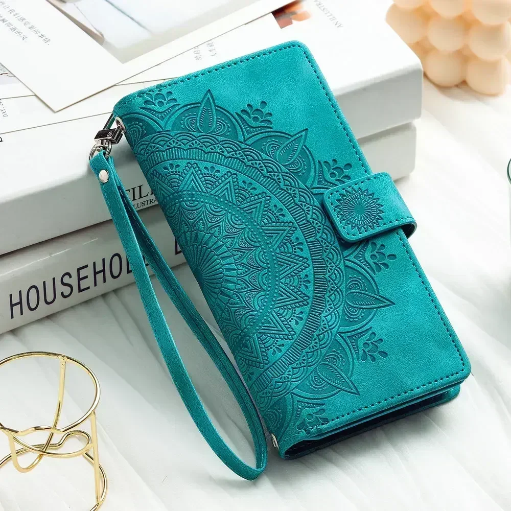 Leather Crossbody Zipper Flip Wallet Case - Premium Book