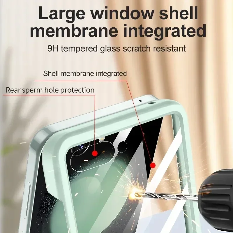Liquid Silicone Original Ring Holder Case for Samsung Galaxy Zflip 6 Z Flip 5 6 Screen Glass Film 2in1 Shockproof Cover Z Flip 6_voghion.com