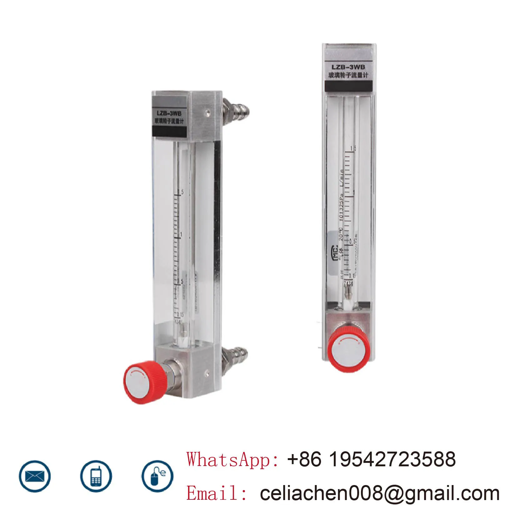 LZB-4WB Glass Tube Rotameter Flow Meter Variable Area Flow Meter for Air Water Oxygen Nitrogen Gas Liquid