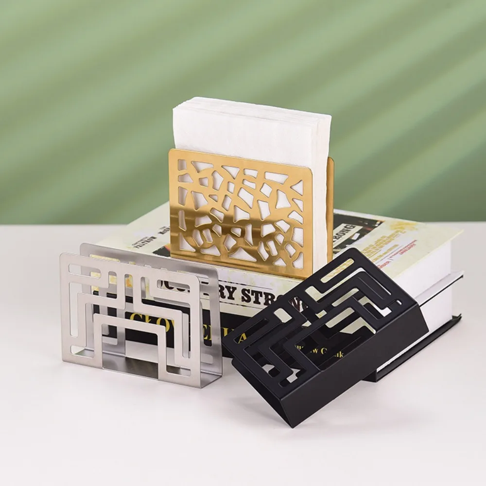 Napkin Holder Silver/Gold/Black 12*8.5*3.2 CM Stainless Steel Hollow Vertical Coffee Shop napkin holder