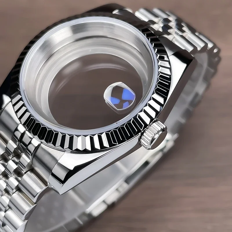 NH35 Watch Case 36mm/39mm Fluted Bezel Sapphire Glass Stainless Steel Fit Nh35 Nh36 Movement For SK DJ Replacement Part