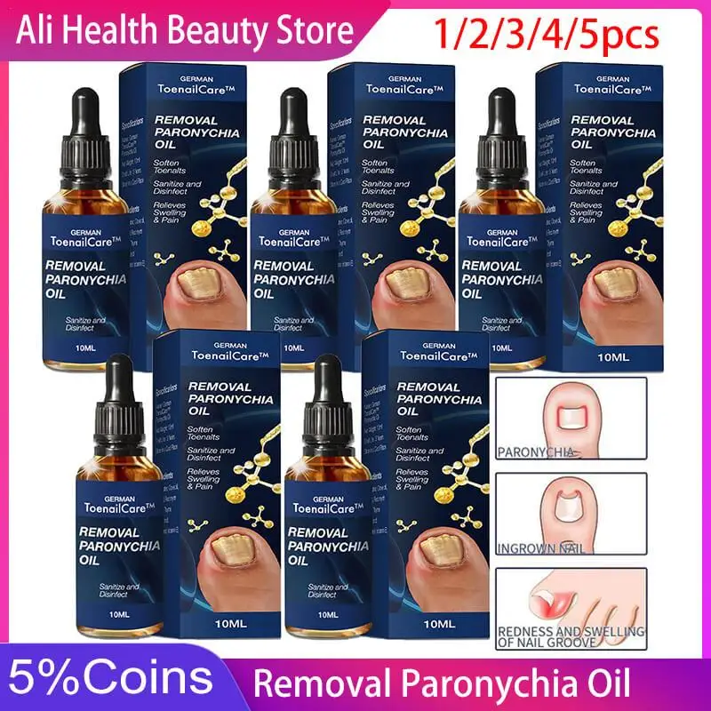 

5pcs Nail Fungal Treatment Feet Care Essence Anti Infection Paronychia Onychomycosis Foot Toe Nail Fungus Removal Solution 10ml